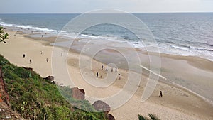 A tropical beach  from India. Varkala. Kerala. top angle view.