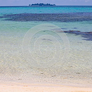 Tropical beach with an island