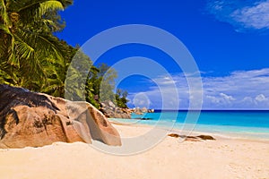 Tropical beach at island Praslin, Seychelles photo