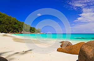 Tropical beach at island Praslin, Seychelles photo