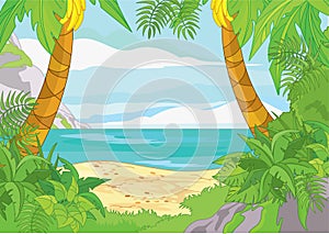 Tropical beach Jungle with palm