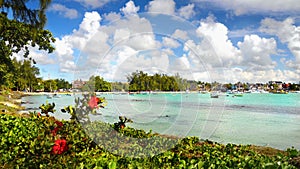 Tropical beach and lagoon, Mauritius Island