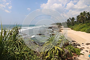 Tropical beach landscapes in South coast, Sri Lanka