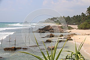 Tropical beach landscapes in South coast, Sri Lanka