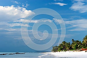 Tropical beach at low tide.