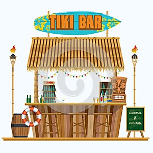 Tropical beach mini tiki bar