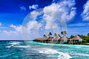 Tropical Beach and Overwater Bungalow