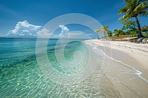 Tropical Beach With Palm Trees and Clear Water