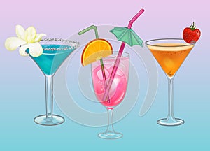 Tropical beach party cocktail illustration