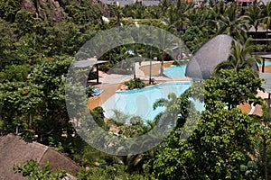 Tropical beach resort hotel swimming pool