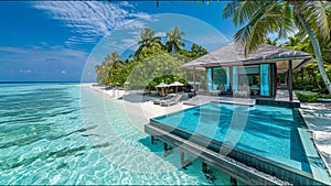 Tropical Beach Resort Scenic Maldives Tahiti Fiji Chrystal Blue Water Pure White Sand