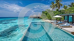 Tropical Beach Resort Scenic Maldives Tahiti Fiji Chrystal Blue Water Pure White Sand