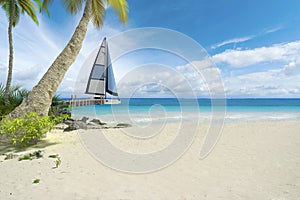 Tropical beach and sailboat