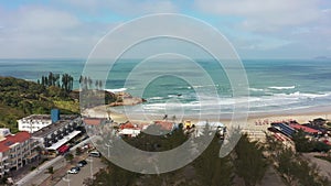 Tropical beach scenery of island os Florianopolis Brazil. Travel landmark.