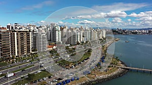 Tropical beach scenery of island os Florianopolis Brazil. Travel landmark.