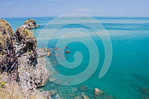 Tropical beach with sea blue sky, Andaman Sea, koh lanta, krabi, thailand