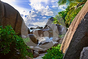 Tropical beach Source D'Argent at Seychelles