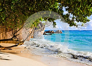 Tropical beach Source D'Argent at Seychelles