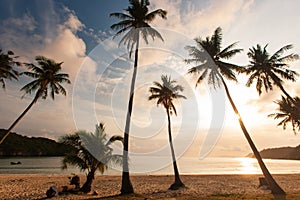 A tropical beach on summer dusk