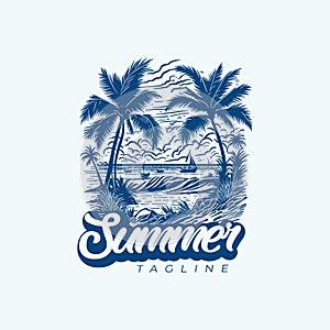 Tropical Beach Summer Logo Design Vector Illustration Template Idea