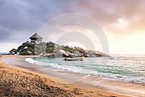 Tropical Beach at Sunrise in Cape San Juan - Tayrona National Park, Colombia