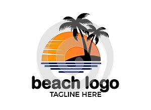 Tropical Beach, Sunrise and Sunset Logo Designs Inspiration.
