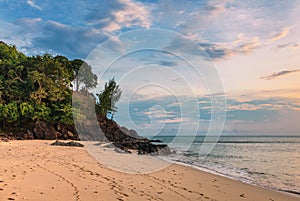 Tropical beach at sunset. Koh Lanta island. Thailand