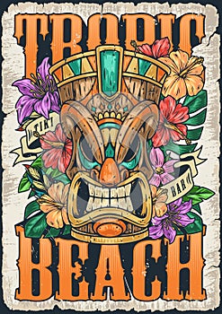 Tropical beach totem flyer colorful