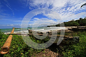 Tropical beach at Ujung Kulon Indonesia photo