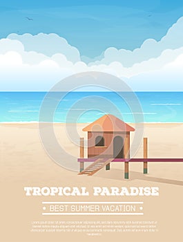 Tropical beach vacation banner