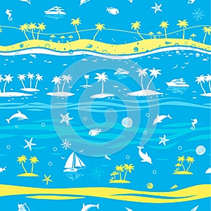 Tropical beach vacation seamless vector background