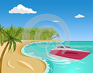 Tropical beach vector illustration. Summer seascape picture