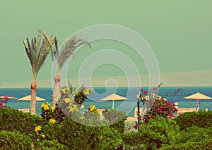 Tropical beach - vintage retro style