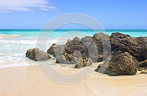 Tropical beach - vulcano rocks