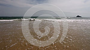 Tropical beach - waves and sand, steadicam