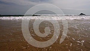 Tropical beach - waves and sand, steadicam