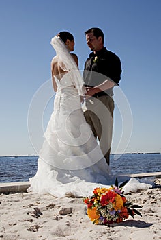 Tropical Beach wedding couple