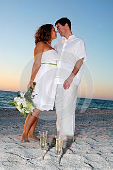 Tropical Beach wedding couple