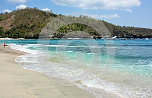 Tropical beach with white sand at Crystal Bay on Nusa Penida, Indonesia