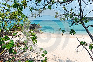 Tropical beach, white sand turquoise sea