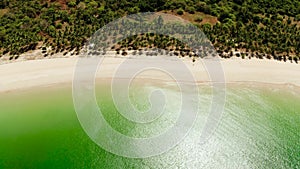 Tropical beach with white sand, view from above.