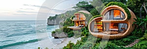 Tropical Beachfront Geo-Domes on a beachfront. Eco-friendly igloo hotel