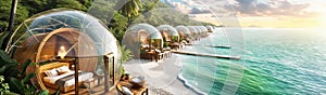 Tropical Beachfront Geo-Domes on a beachfront. Eco-friendly igloo hotel photo
