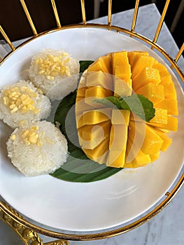 Tropical Bliss: Mango and Sticky Rice - Thai Dessert Delight in the Summer Season