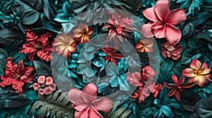 Tropical Blossom Extravaganza: Vivid Floral Array