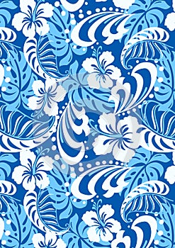 Tropical blue repeat pattern.