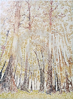 Tropical brown forest acrylic oil impressions painting