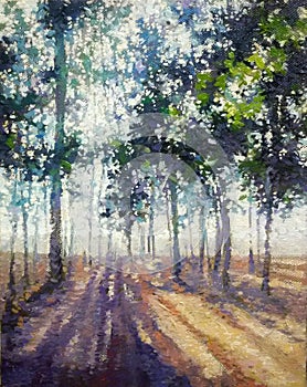 Tropical brown forest acrylic oil impressions painting