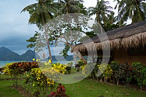Tropical bungalow and wild beauty of El Nido, Philippines and amazing sea