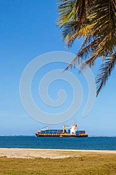 Tropical cargo ship